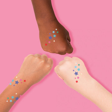 RAINBOW DELIGHT STARS' metallic temporary eye jewel tattoos. @FlashTattoos #FLASHTAT